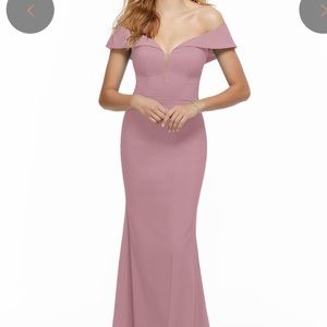 Mori Lee desert rose bridesmaid dress